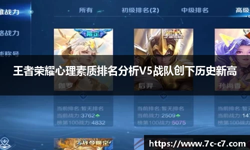 王者荣耀心理素质排名分析V5战队创下历史新高